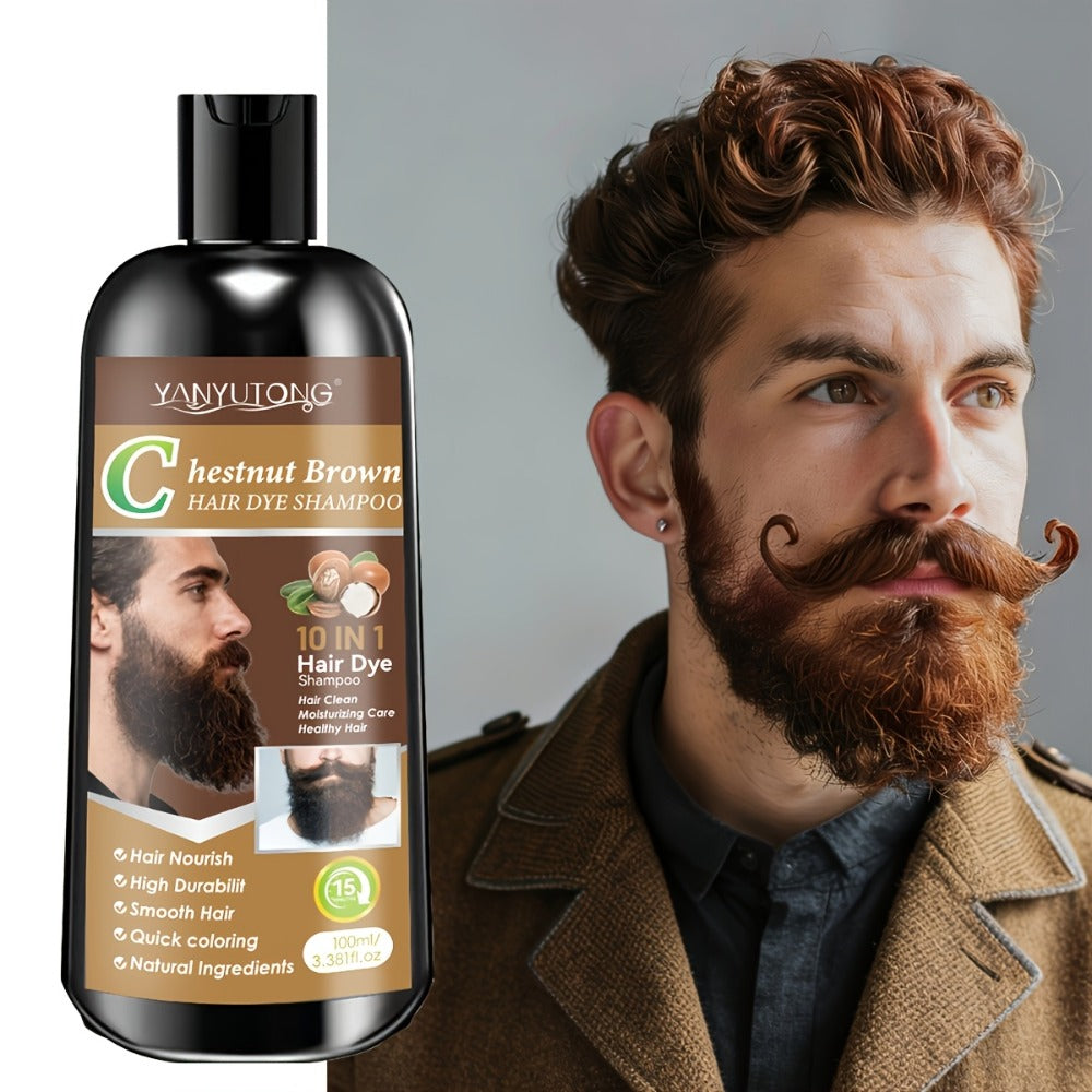 Color Shampoo for Beard & Hair — Natural Plant Dye Formula, Ammonia-Free Quick Gray Coverage, Gentle Scalp-Safe Conditioning Hair Color Shampoo | 3.38oz | Black, Dark Brown & Chest - product image 6