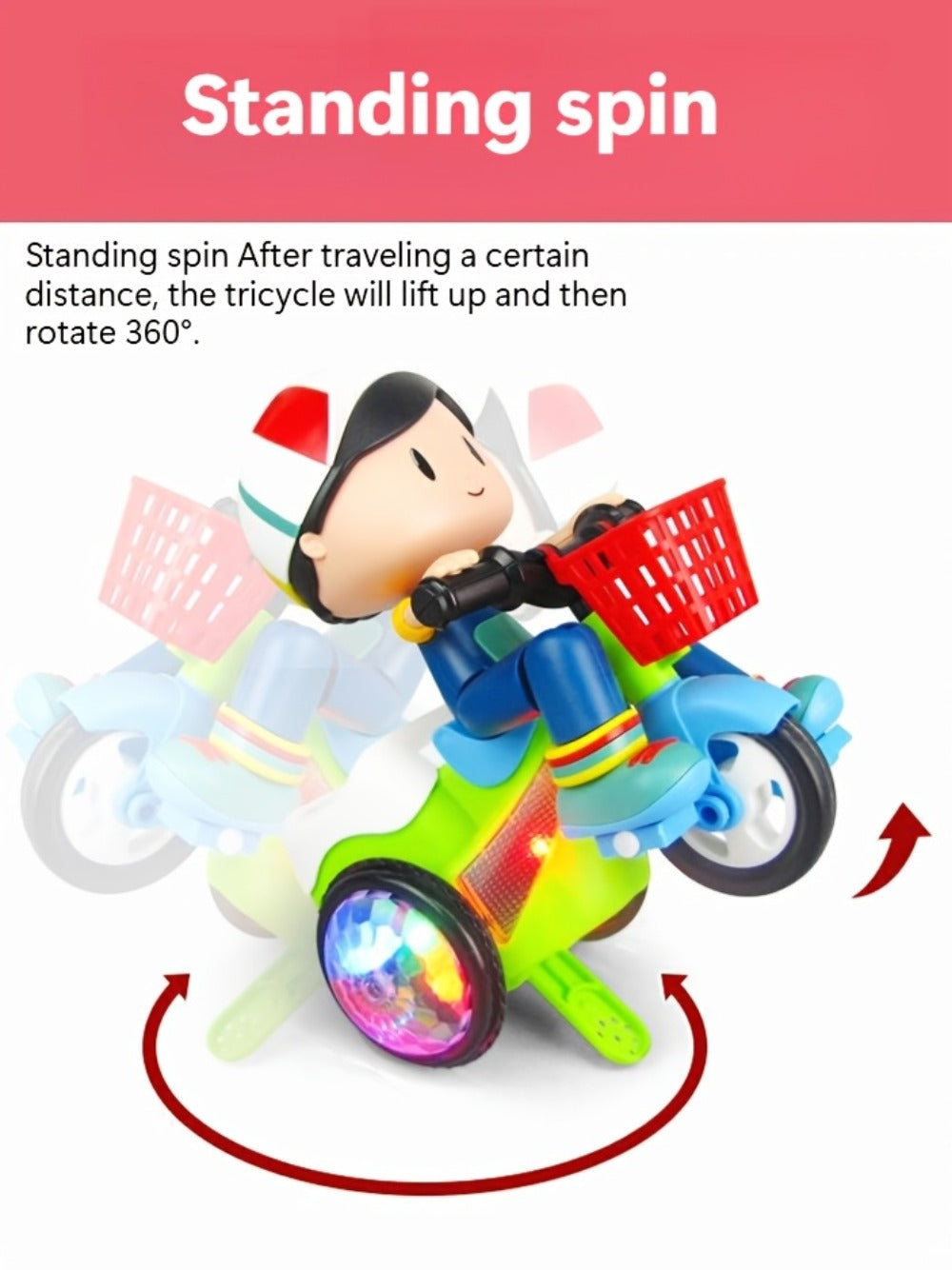 Push & Power Dual-Mode Stunt Vehicle for Toddlers Boys Girls, Birthday Christmas Gift (Multiple Colors) | Kids Electric Tricycle Toy Motorcycle with 360° - product image 12