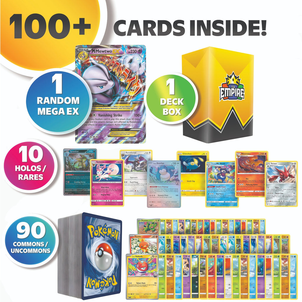 Mega EX Bundle 100+ Cards – 1 Guaranteed Mega EX + 10 Holos & Rares – Authentic TCG Gift for Kids Teens & Collectors – TCG Empire Storage Box - product image 2