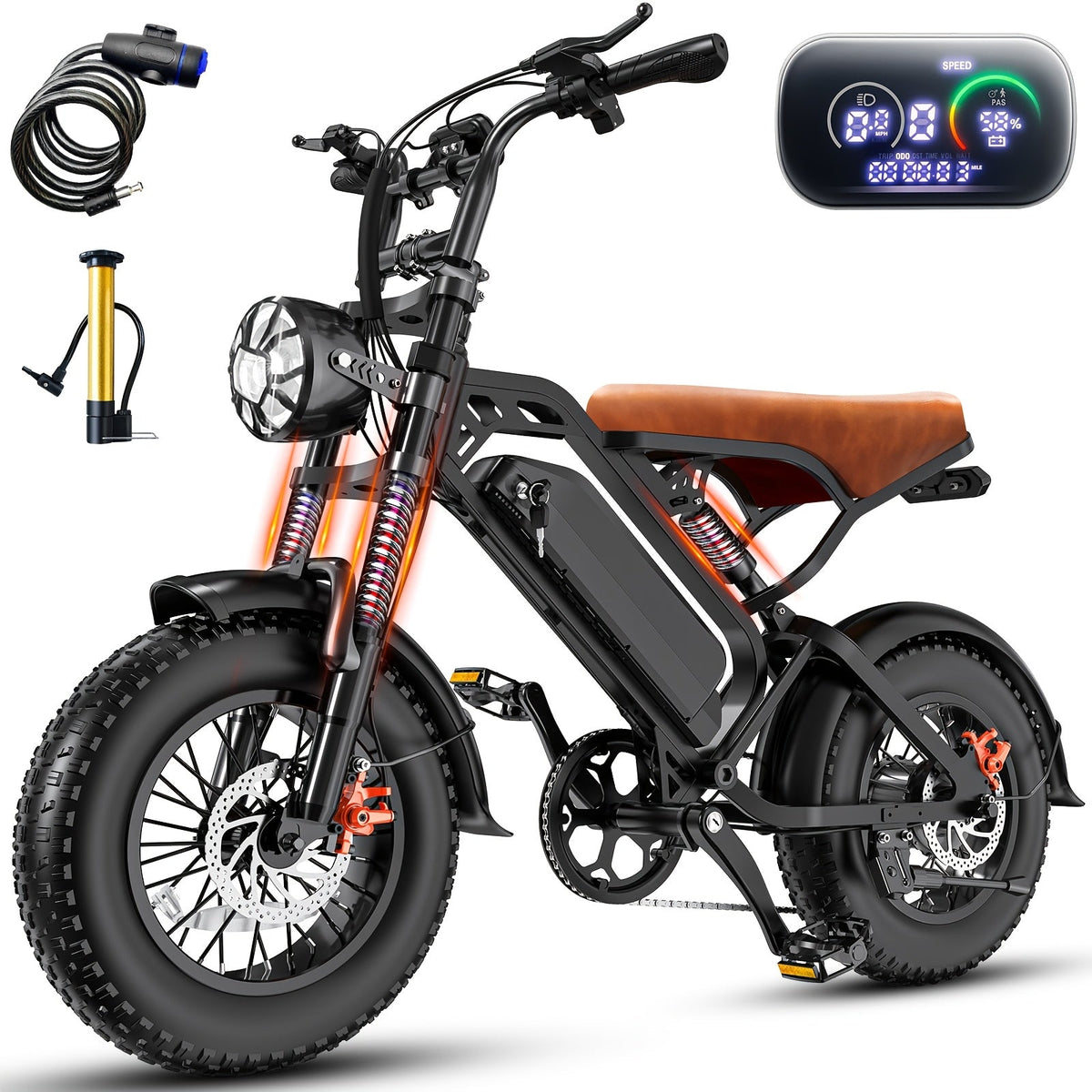 Electric Mountain Bike 749W Motor 48V 13AH Battery Full Suspension Fat Tire Off-Road E-Bike 27.9MPH Max Speed 5-Speed LED Display Adult Electric Bicycle All - product image