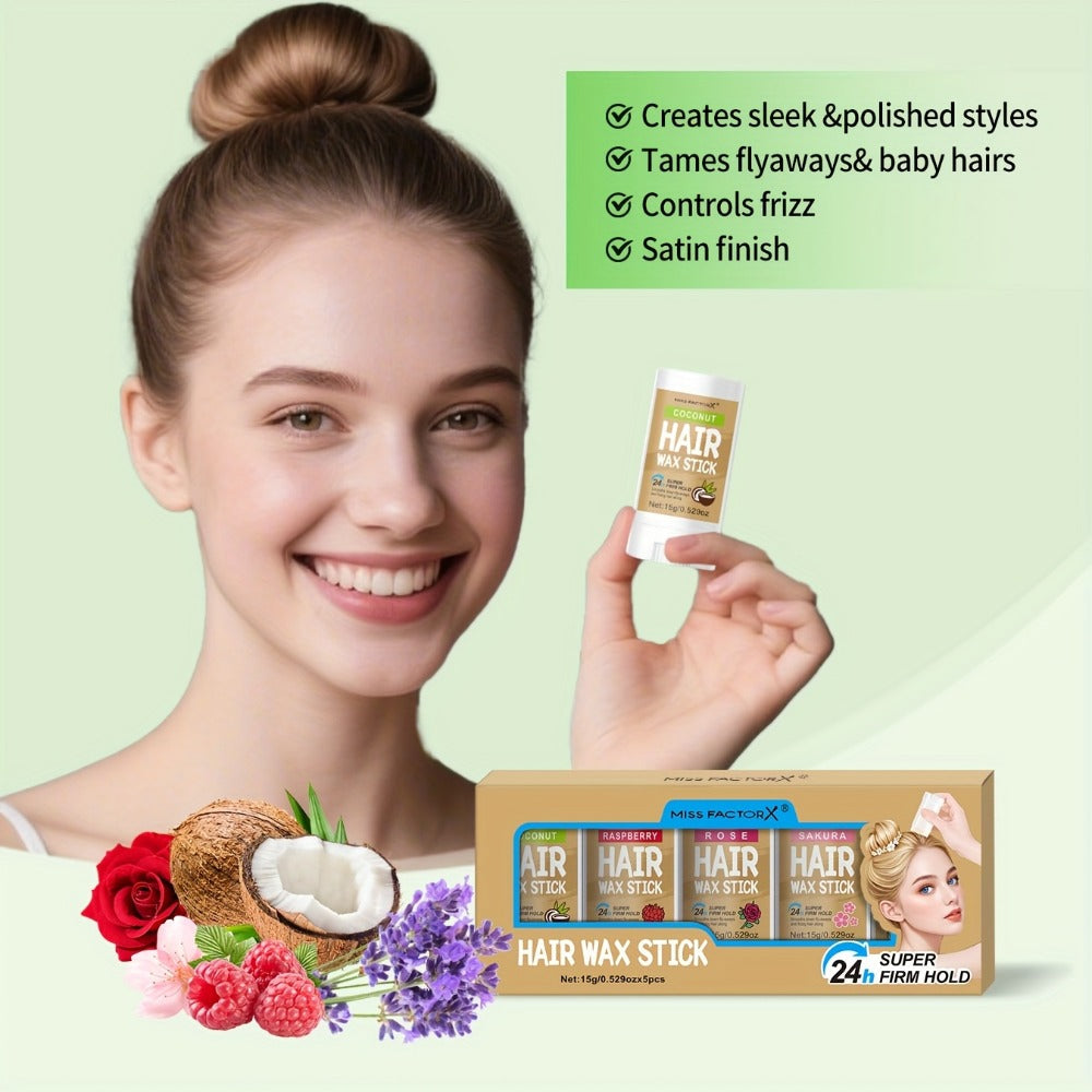 Hair Wax Stick 5 Pack Flyaway Control Edge Control with Jojoba Oil – Fragrance Free Non-Greasy Strong Hold Slick Back Styling Wax for Women Men All Hair Types - product image 7