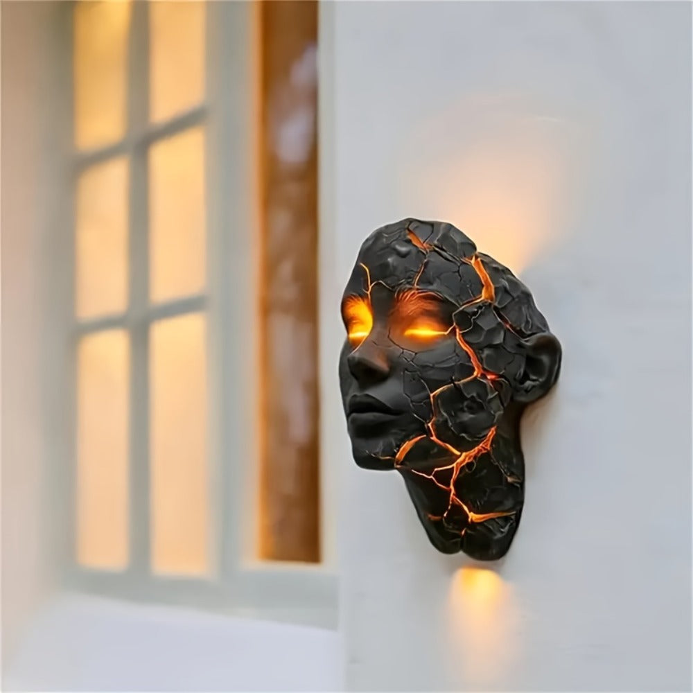 3D Shattered Soul Wall Lamp – LED Night Light Cracked Face Phantom Effect USB Powered Resin Wall Light for Bedroom Living Room Bar Cafe Home Decor, Easy Install Gothic Aesthetic At - product image 2