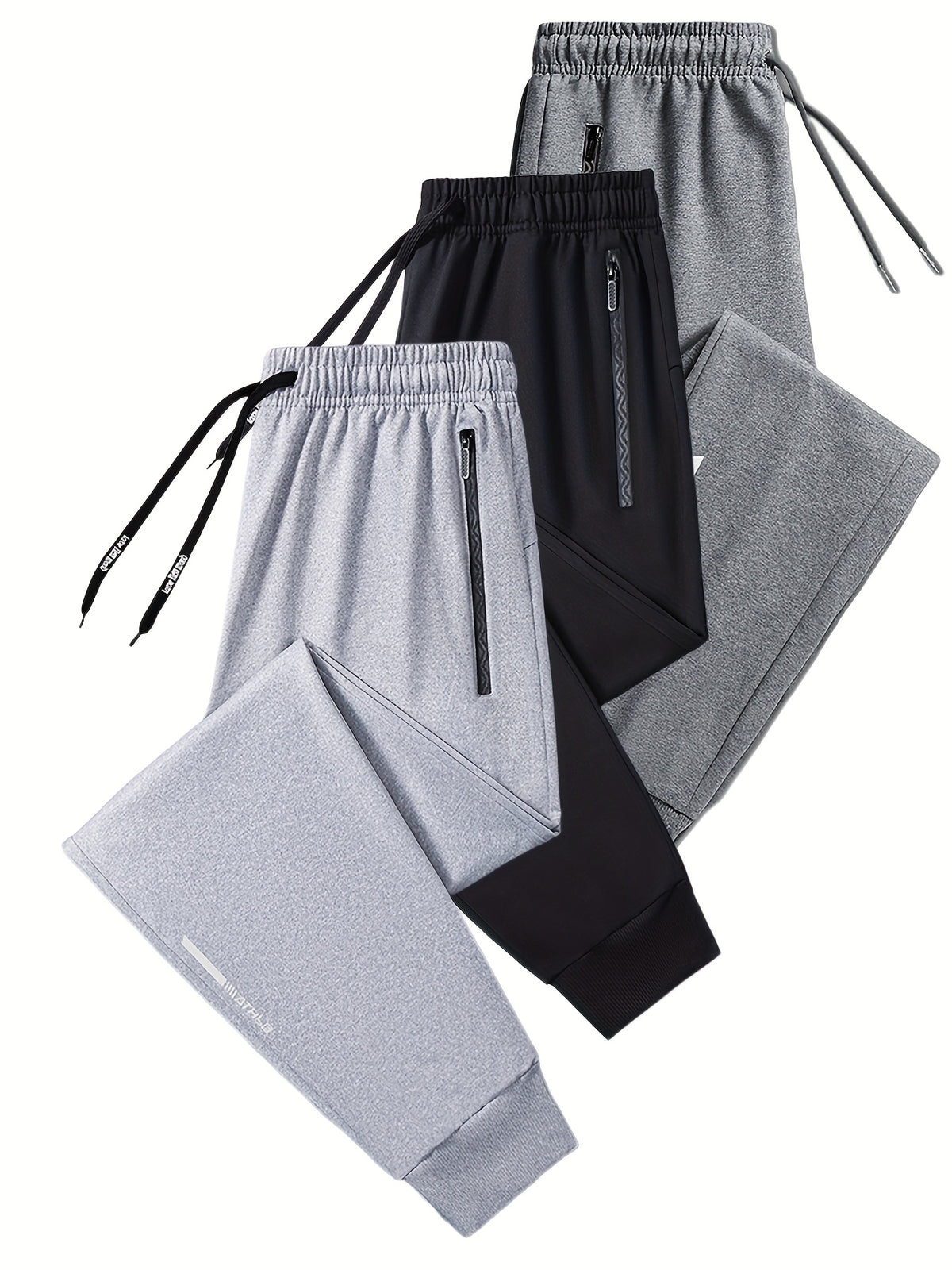 3pcs, Men's Pants Sports Casual, Stretch Loose, Premium, Zipper Leg Pants, Outdoor, Gifts, Men's Sweatpants, Sweatpants Men, Joggers for Men, Pants for Men - product image 3