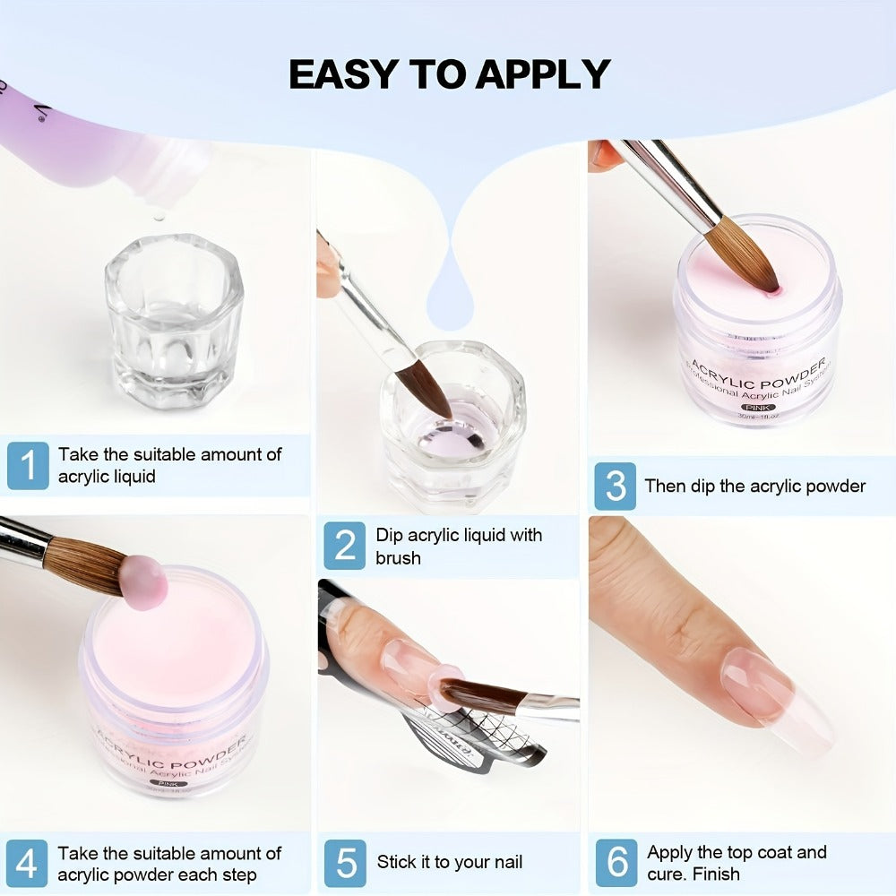 Acrylic Nail Kit for Beginners Nail Technicians with Professional Brush Tricolor Acrylic Powder Complete Starter Set for Practice Nail Extensions Salon Quality DIY Nails - product image 5
