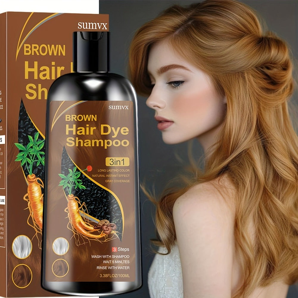 Gray Hair Coverage Shampoo 3-in-1 Natural Plant Formula – Long-Lasting Color, Deep Moisturizing, Gentle Non-Irritating Plant-Based Hair Dye Shampoo in Brown, Chestnut Brown & Black - product image 5