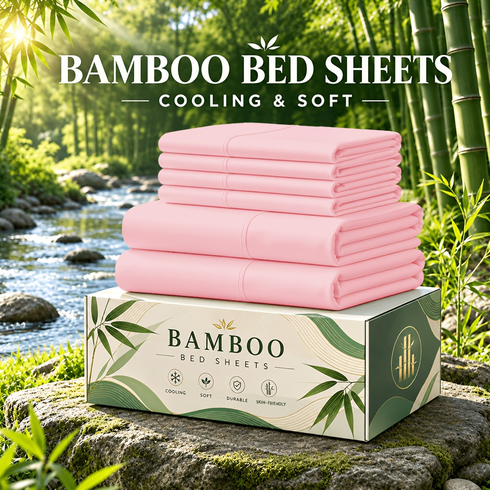 6 pcs Deep Pocket Cooling Bamboo Sheet Set, Luxurious and Ultra-Soft, Breathable, 16 Inch Extra Deep Pocket, Twin, Full, Queen, King, Multiple Colors to Choose - product image 18