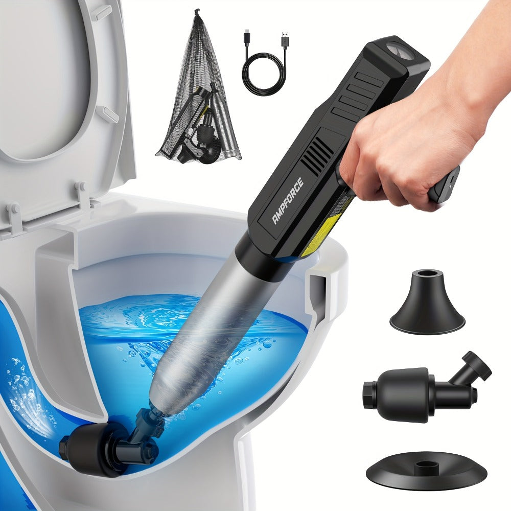 Electric Toilet Plunger 8V Cordless – High-Pressure Pneumatic Toilet Unclogger with Real-Time Pressure Display, Power Drain Opener for Clogged Toilets, Sinks & Floor Drains, Mess-F - product image 4