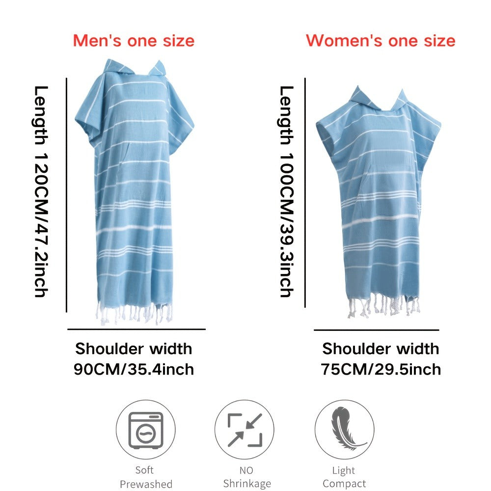 Hooded Beach Poncho Turkish Cotton Quick Dry Sandproof - Wearable Surf Changing Towel Lightweight Thin Bathrobe | S & L | Blue Green Purple Pink Gray | Swimming Diving Surfing Beac - product image 2