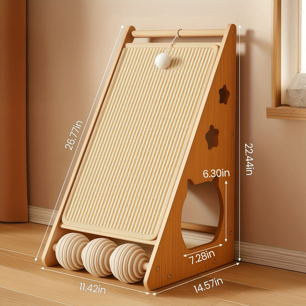 Cat Scratching Board 27 Inch Multi-Functional Sisal Scratcher with Teaser Balls | Wear-Resistant Cat Paw Pads, Furniture Protector, Easy Install Indoor Cat - product image 3