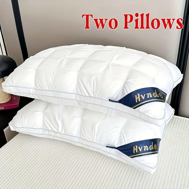 2 Luxury Hotel-quality Pillows, Queen/King Size, with High-resilience Plush Pillow Cores and Hypoallergenic Polyester Fabric, Soft and Comfortable - product image