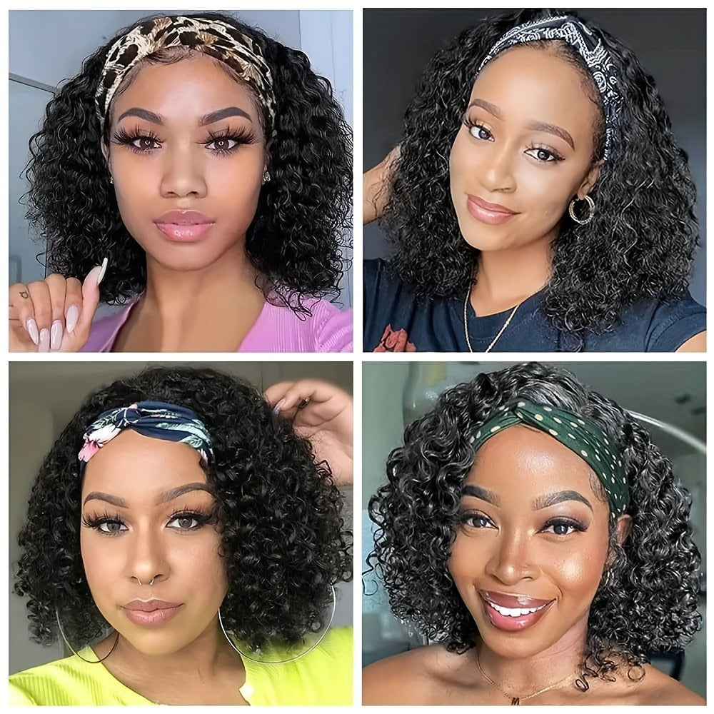 Headband Wig Human Hair Short Curly Pixie 14 Inch No Glue No Lace Glueless Wear and Go Natural Black Beginner Friendly for Women Daily Wear Travel Work Easy Install - product image 8