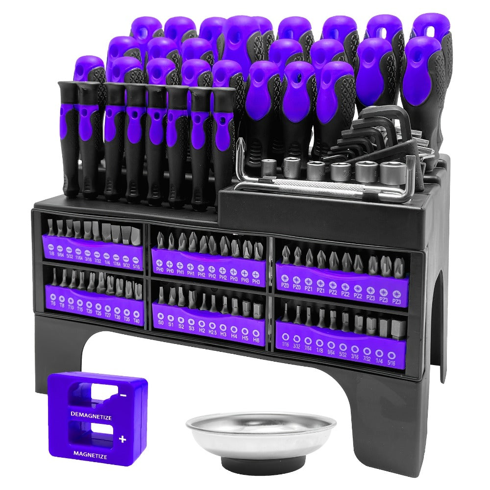 Magnetic Screwdriver Set 118pcs with Plastic Rack & Magnetic Tool Bowl, Chrome Vanadium Steel Multi-Size Precision Screwdriver Kit, Non-Slip Rubber Handle Tool Set for Electronics, - product image 9