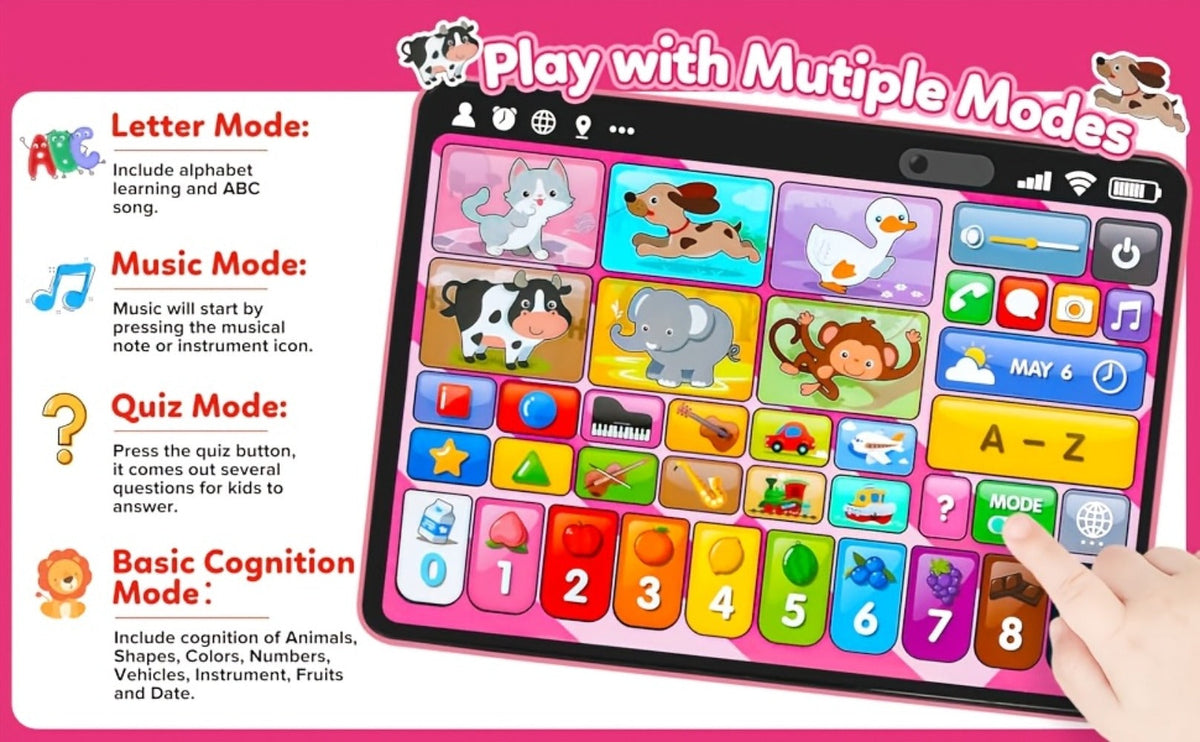 Trilingual Toddler Learning Tablet Toy | 39 Buttons 4 Play Modes Alphabet Numbers Colors Animals Music, Speech Therapy & Language Development Toy for Baby 12 - product image 19