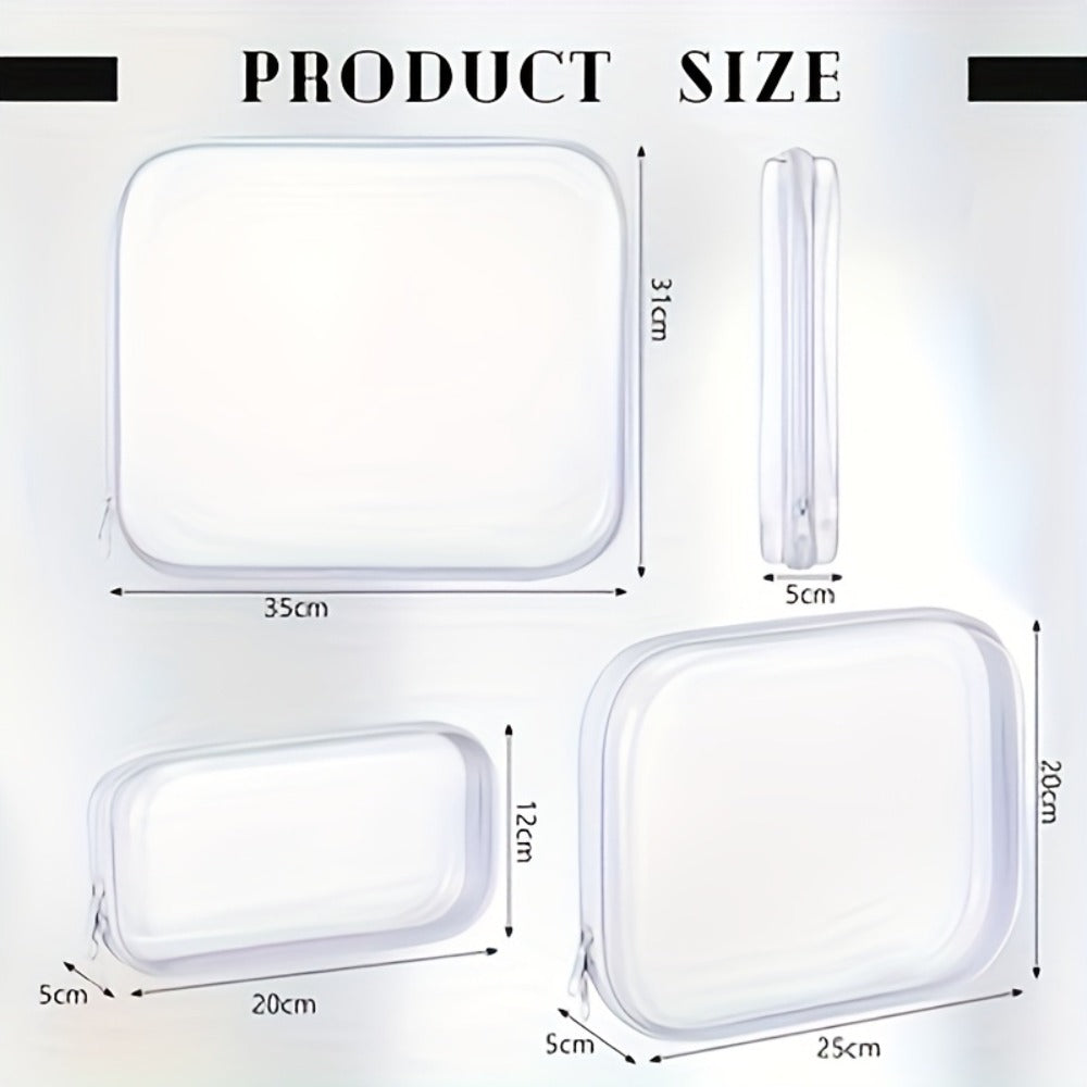 Clear Hard Shell Storage Bag Set 6Pcs Transparent Zippered Makeup Organizer Pouch Hard Plastic Pencil Case Travel Toiletry Bag Small Medium Large Sizes Multi-Purpose - product image 4