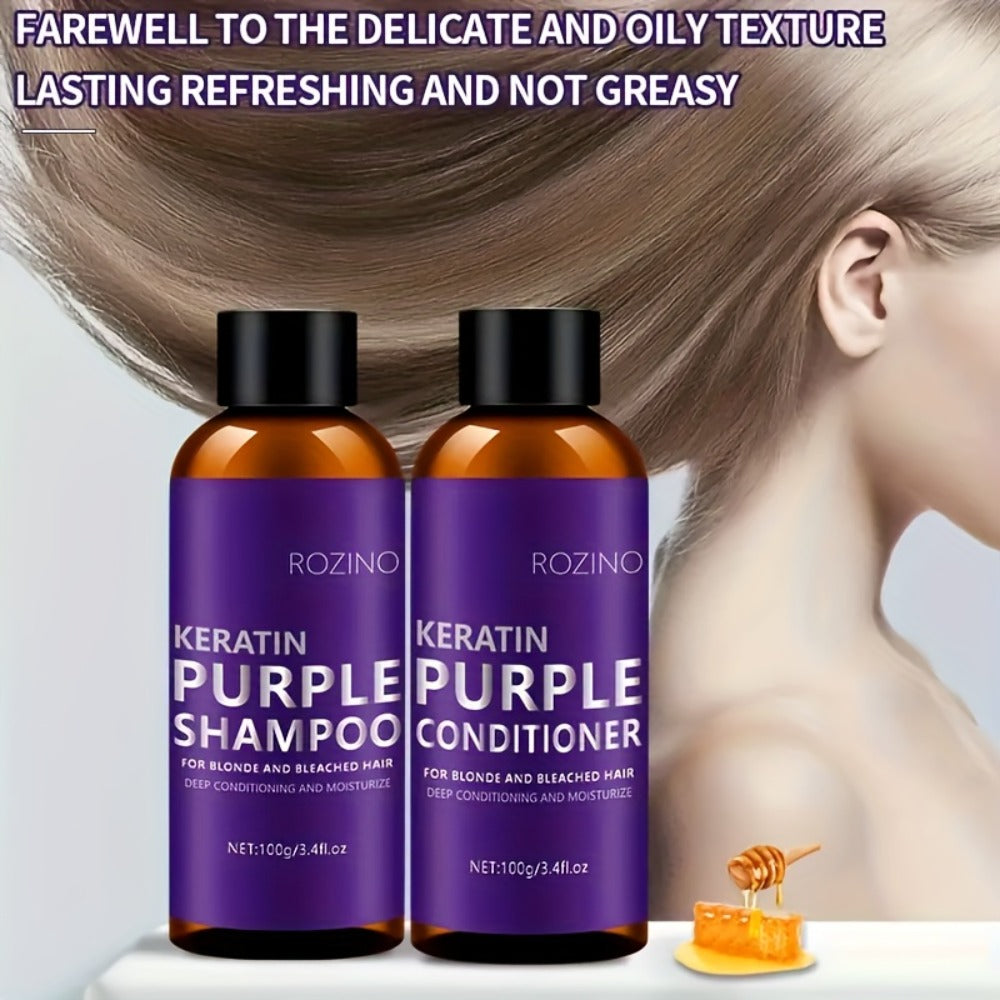 Purple Shampoo and Conditioner Set 2pcs – Toning Deep Cleansing & Moisturizing for Blonde Silver Gray & All Hair Types | Strengthens Hair Prevents Breakage & Split Ends - product image 7