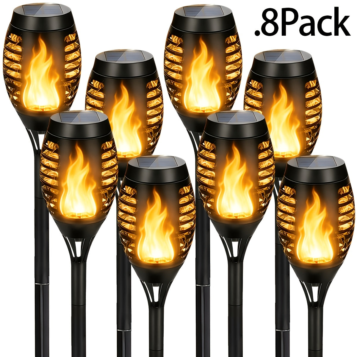 16-8pcs Solar Torch Lights With Smart Light Control, Upgraded Solar Torches Featuring Flashing Flames, Suitable For Garden Lawn Decoration, Solar Outdoor Lights - product image 9