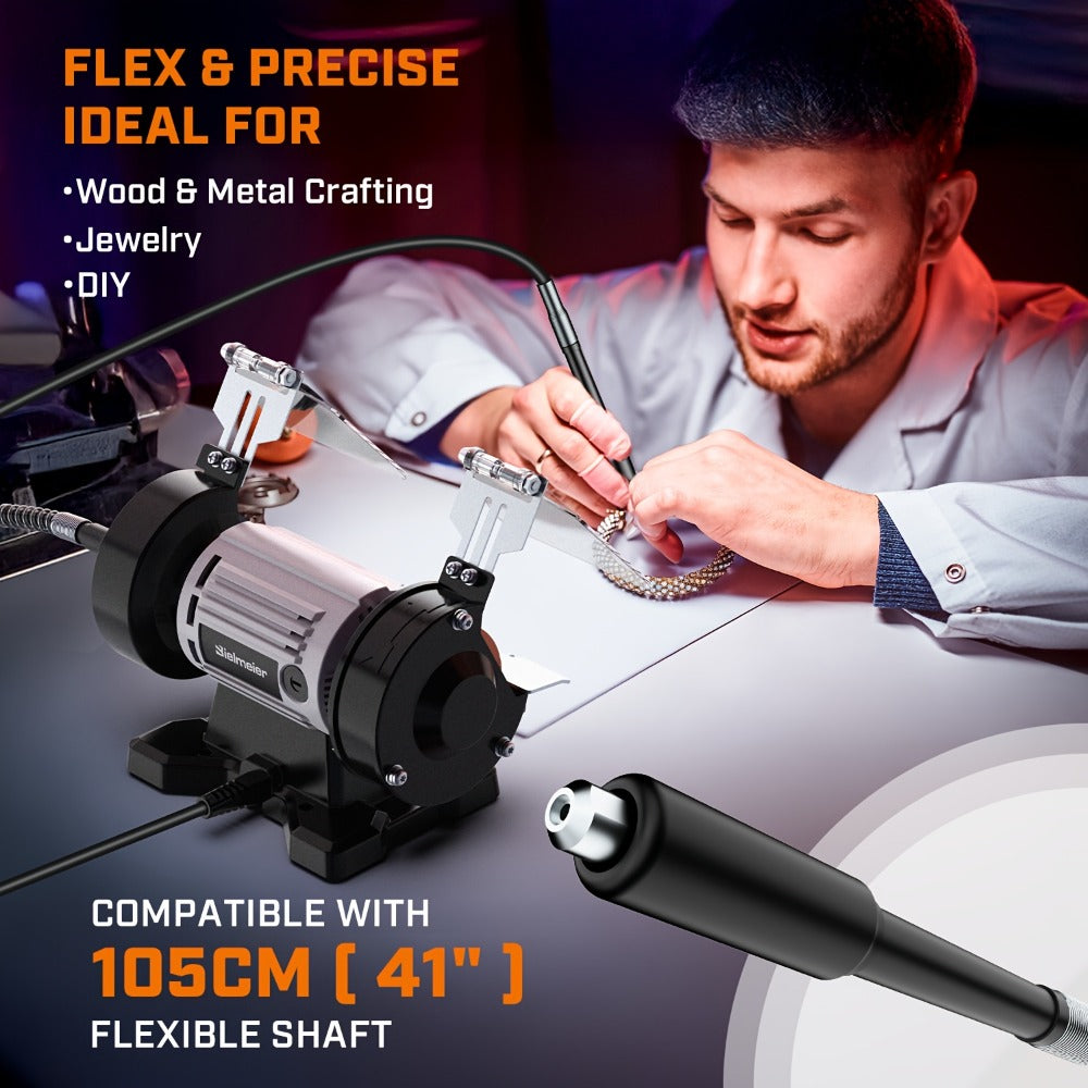Bench Grinder 3 Inch Rotary Tool Kit 110pcs Accessories Flexible Shaft 105cm Buffer Polisher for Wood Jewelry Metal Plastic Stone Low Noise Compact 3.97LB - product image 4