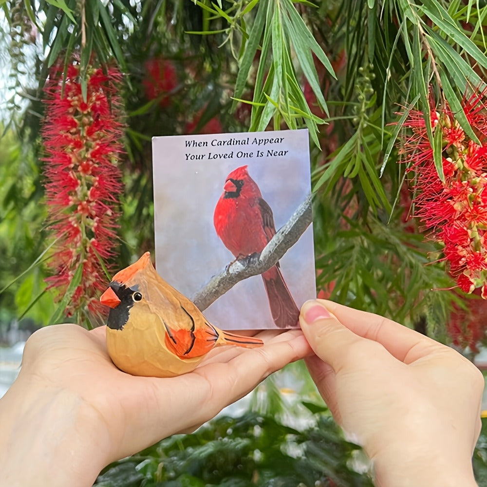 Cardinal Bird Statues Handmade Wood Carving 2pcs - Painted Decorative Bird Figurines for Home Decor Shelf Garden - Best Gift for Bird Lovers Birthday Christmas Family Friends - product image 8