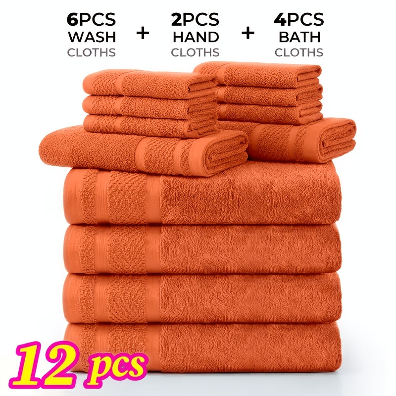 24 pcs Bath Towel Sets, Solid Color Cotton Blend Bathroom Towel, 8/4 Bath Towels +4/2Hand Towels + 12/6Washcloths, Multiple Colors Available, Soft and - product image 21