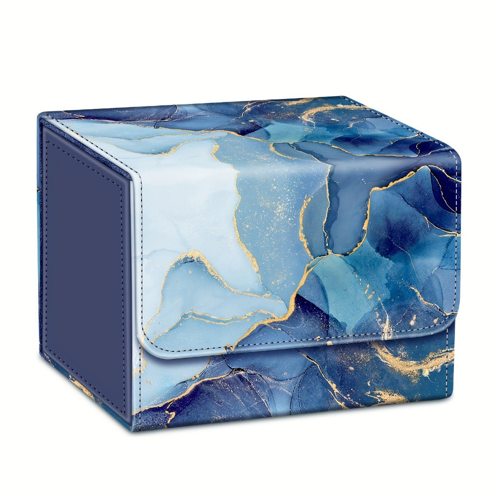 Premium PU Leather Deck Box with Magnetic Closure, Built-In Divider, Marble & Starry Sky Colors for Trading Card Collectors & Players – Magnetic Card Storage - product image
