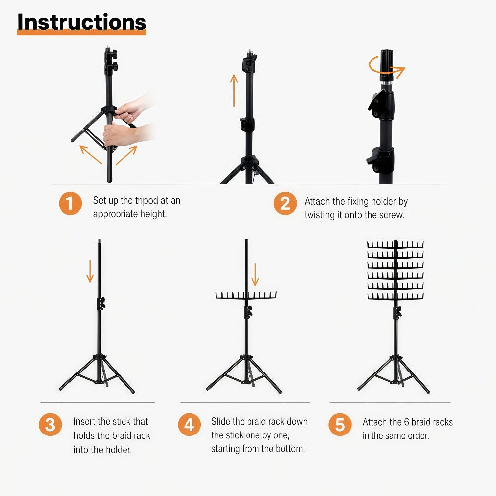 144 Strand Braiding Hair Rack Standing Height Adjustable 30-50 Inch Foldable – Tangle-Free Hair Extension Holder | Knotless Box Braids Cornrows Organizer | Salon Hairstylist Tool B - product image 6