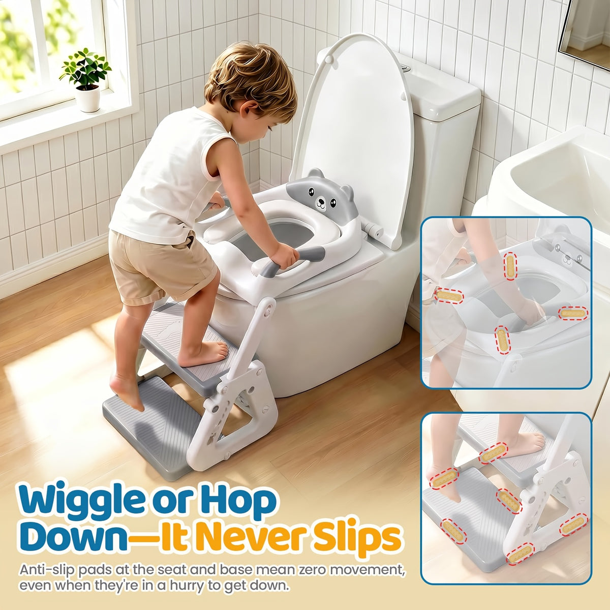 2-in-1 Potty Training Toilet Seat With Step Stool For Toddlers, Adjustable Height Anti-Slip Pad & Splash Guard, Potty Chair Kids Boys Girls, Cheap Supplies - product image 7