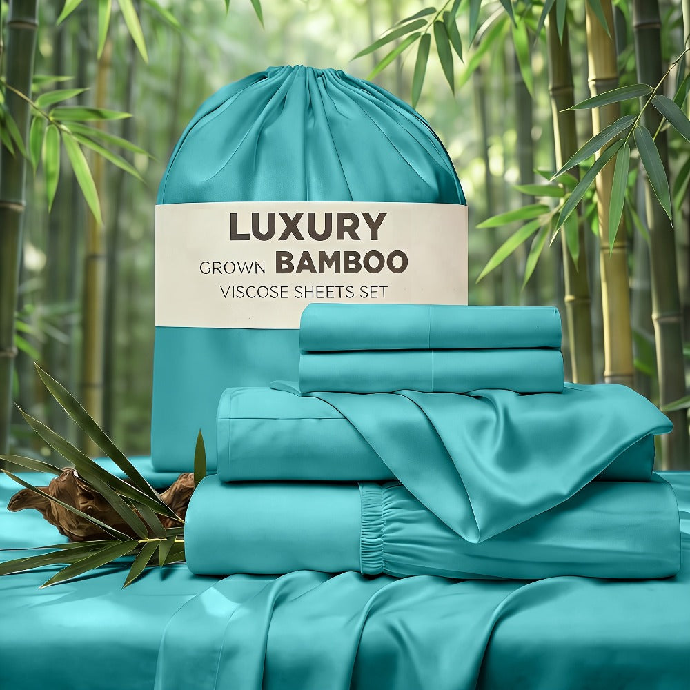 Cooling Bed Sheet Set 4 Piece Bamboo Rayon Deep Pocket Twin Full Queen King Extra Soft Wrinkle Fade Stain Resistant Hotel Luxury Pillowcase Bedroom Decor - product image 17