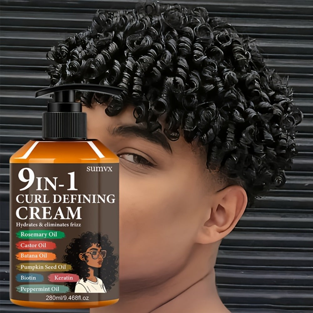 Curl Defining Cream 9-in-1 for Wavy Curly Hair 9.468 fl oz Frizz Control Moisturizing Long-Lasting Hold Non-Greasy Unisex Multi-Benefit Styling Cream Defined Bouncy Healthy-Looking - product image 8