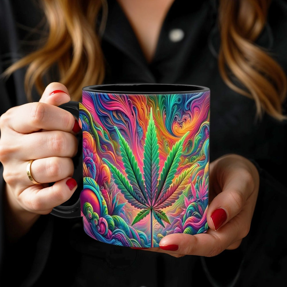 Psychedelic Print Ceramic Mug 11oz – Unique Artistic Coffee Mug for Living Room Office & Cafe | Cool Gift for Friends | Novelty Tea Cup with Bold Colorful Design - product image