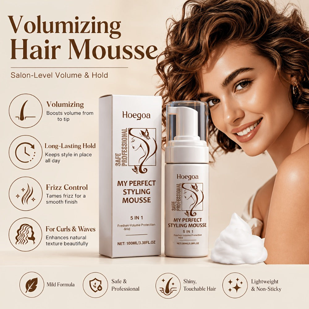 Hair Styling Mousse with Mint Extract & Hyaluronic Acid — Long-Lasting Flexible Hold, Moisturizing Mild Formula, Frizz Control, Volume & Shine for All Hair Types, Women, 100ml — Gi - product image 6
