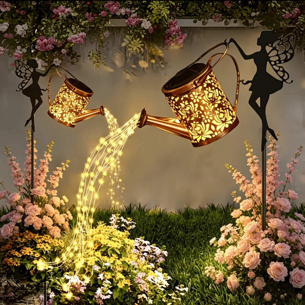 Solar Watering Can Lights 2pcs Garden Waterfall, IP65 Waterproof Hanging Solar String Lights with Ground Plug for Outdoor Lawn, Patio & Holiday Decor, Christmas Garden Gift - product image 7