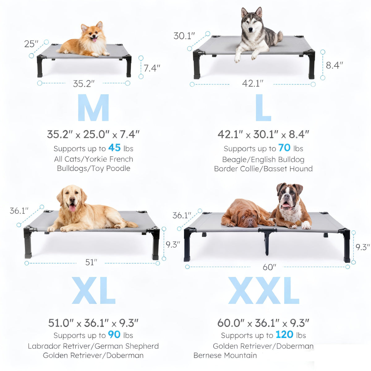 Elevated Dog Bed with Cooling Mesh & Metal Frame – Raised Dog Cot Bed with Washable Breathable Mesh, No-Slip Feet, Travel-friendly Dog Bed for Outdoor & Indoor - product image 2
