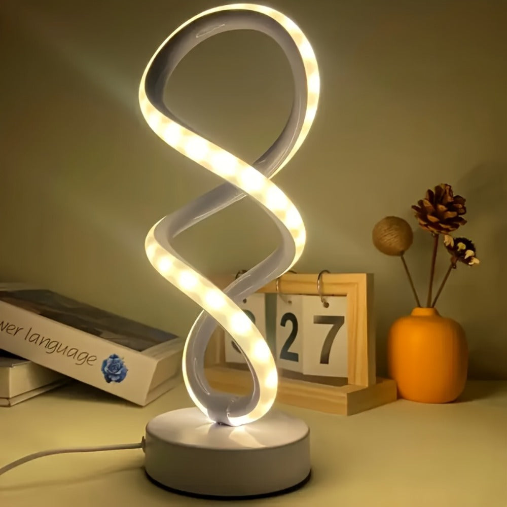 Spiral LED Table Lamp, Dimmable Push Button Control Desk Light for Bedroom Living Room Office, Modern Metal Base Indoor Accent Lamp, Unique Spiral Design Home Decor Gift for Christ - product image 14