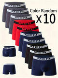 Random10pcs Men's Cool Boxer Briefs, Men's Letter[Man] Waistband Design, Breathable Comfortable Boxer Shorts, Elastic Sports Shorts, Men's Casual Underwear - product image 6