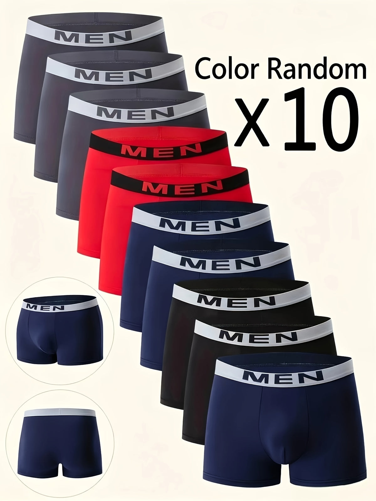 Random10pcs Men's Cool Boxer Briefs, Men's Letter[Man] Waistband Design, Breathable Comfortable Boxer Shorts, Elastic Sports Shorts, Men's Casual Underwear - product image 6