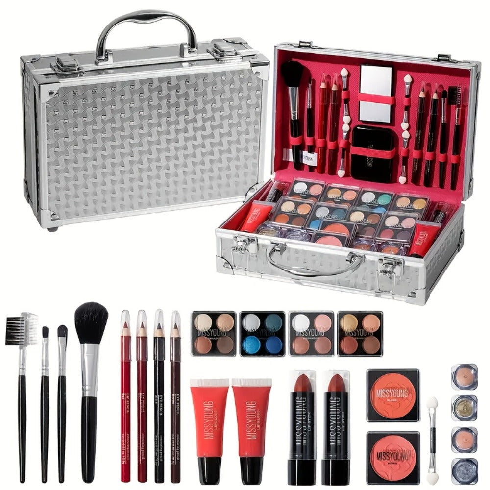 56 Piece Makeup Kit Full Face Set Eyeshadow Lipstick Blush Lip Gloss Eyebrow Pencil Glitter Brushes for Women Beginner Wedding Stage Holiday Gift - product image 4