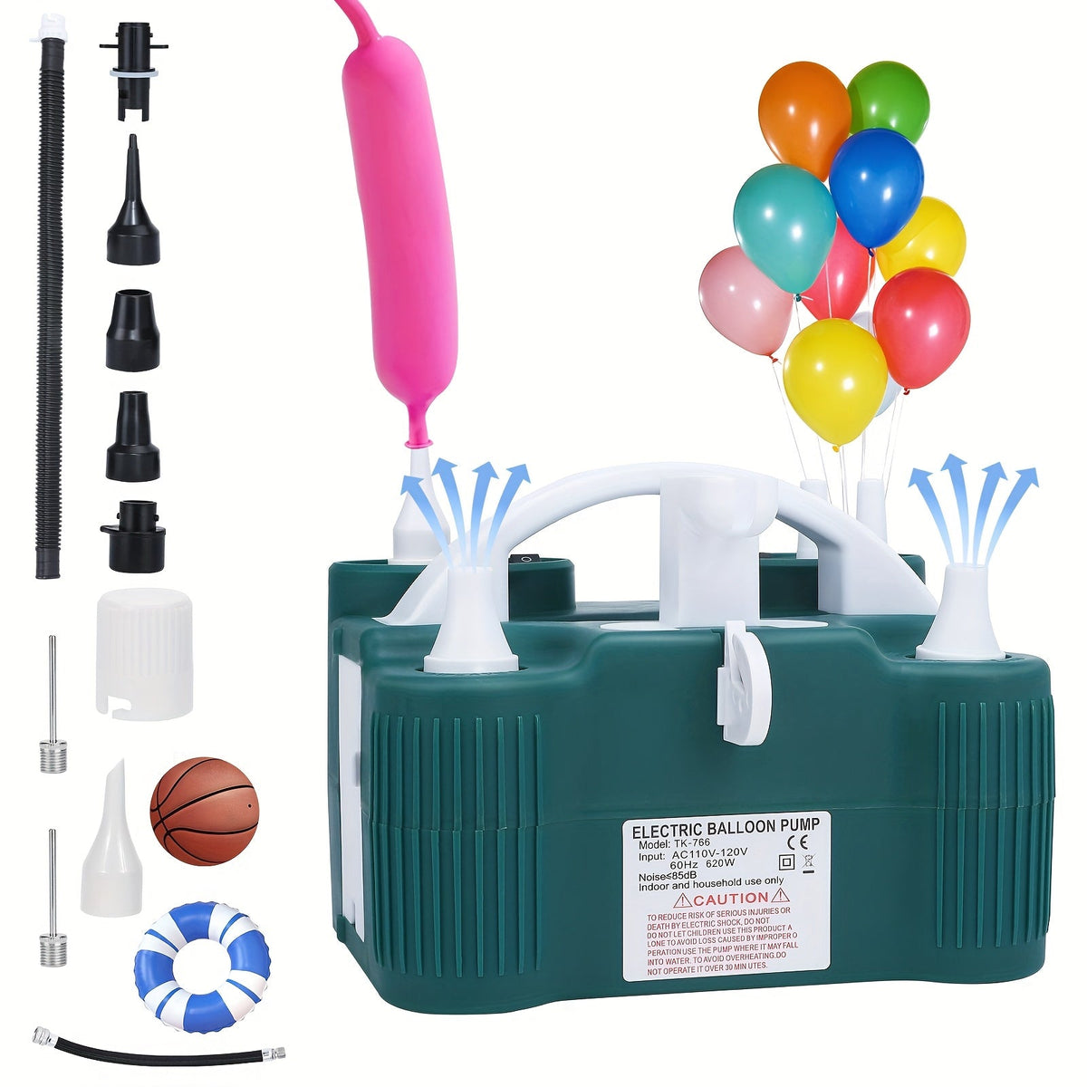Electric Balloon Pump 3-in-1 Carry-along Inflator Deflator Fast Inflation for 260Q Foil Mylar Latex Double-Stuffed Balloons Pool Inflatables No Battery Required