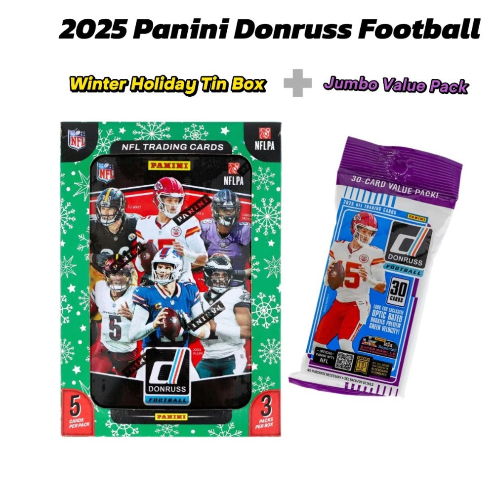 3 Exclusive Press Proof Purple Cards, 400-Card Base Set, Gridiron Kings & Rookie Hits for NFL Collectors – 2025 Panini Donruss Football Holiday Tin + Jumbo - product image 8