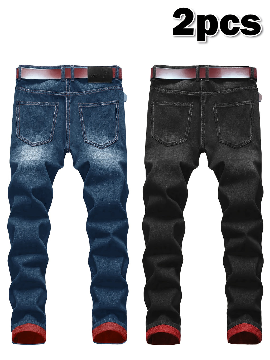 2pcs Men's Slim Fit Distressed Ripped Jeans | Classic Stretch Denim Pants, Trendy Casual Versatile Outfits | for all seson gift for men - product image 15