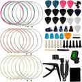 64pcs Guitar Accessories, Guitar Strings Included, Capo, Pick, Tuner, Finger Protector, Nut and Saddle, Bridge Pin, 3-In-1 String Replacement Tool for Guitar - product image
