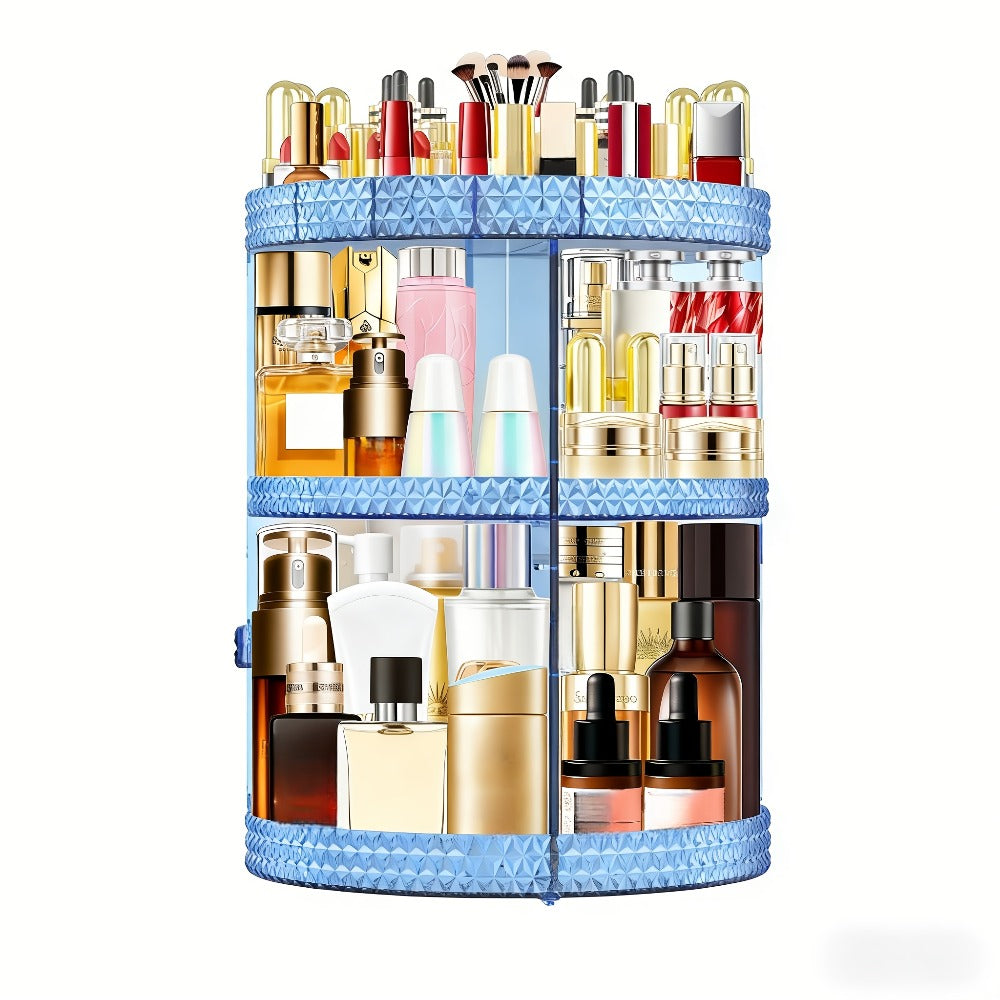 Rotating 360 Makeup Organizer Spinning Cosmetic Storage Display Rack 7 Adjustable Layers Large Capacity Skincare Holder for Vanity Countertop Bathroom Dresser White Blue Gray - product image 5