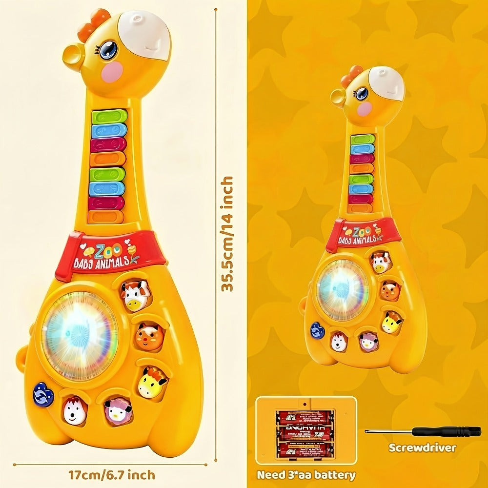 Multi-Mode Musical Learning Toy for Toddlers 1 Year Old, Educational Birthday Gift for Boys & Girls | Giraffe Guitar Toy Baby 12 Months with Piano Keys, Animal Sounds & Flashing Lights