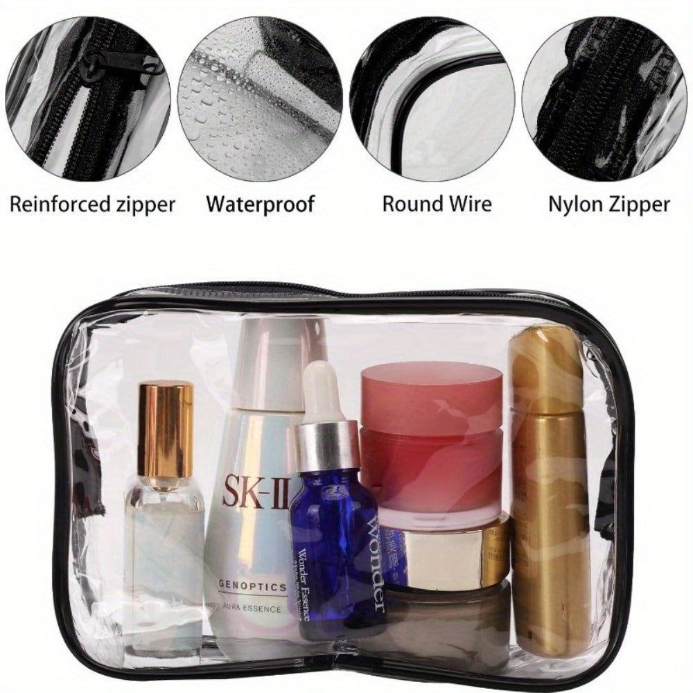 Clear PVC Makeup Bag Set 10 Pcs Transparent Waterproof Cosmetic Bags Reinforced Zipper TSA Approved Travel Toiletry Organizer See-Through Beauty Pouch Black - product image 2
