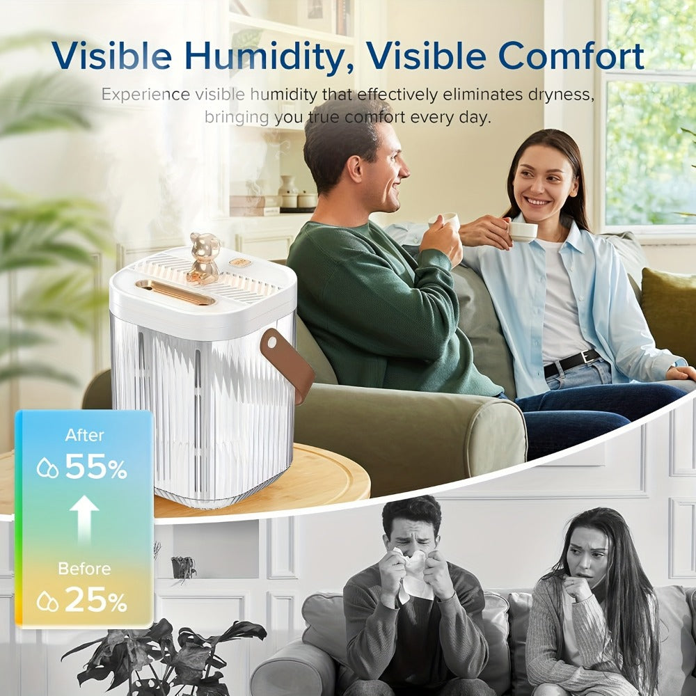 Large Humidifier 2L Smart 2-in-1 with Night Light – Dual Nozzle, 3 Mist Modes, Auto Shut-Off, Dry Burn Protection, Silent Operation, Covers 215 Sq Ft, for Bedroom, Baby Room & Offi - product image 5