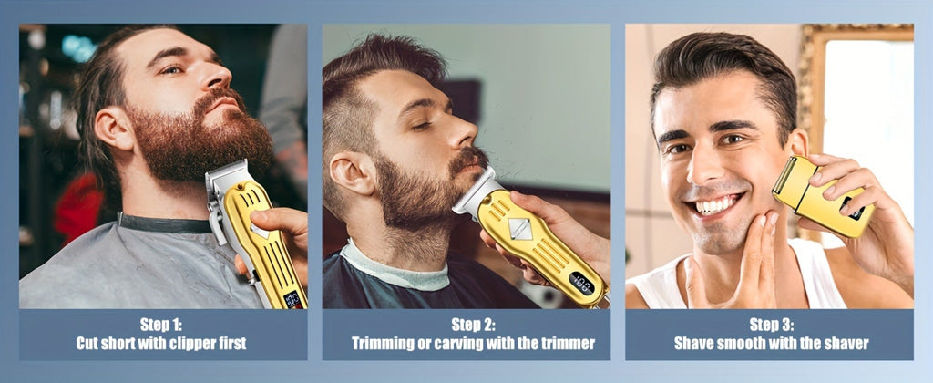 Foil Shaver Grooming Kit for Men 3-in-1 – Hair Clipper Detail Trimmer Adjustable Blades USB Rechargeable LCD Display Complete Barbershop Accessories Set Holiday Gift for Him - product image 13