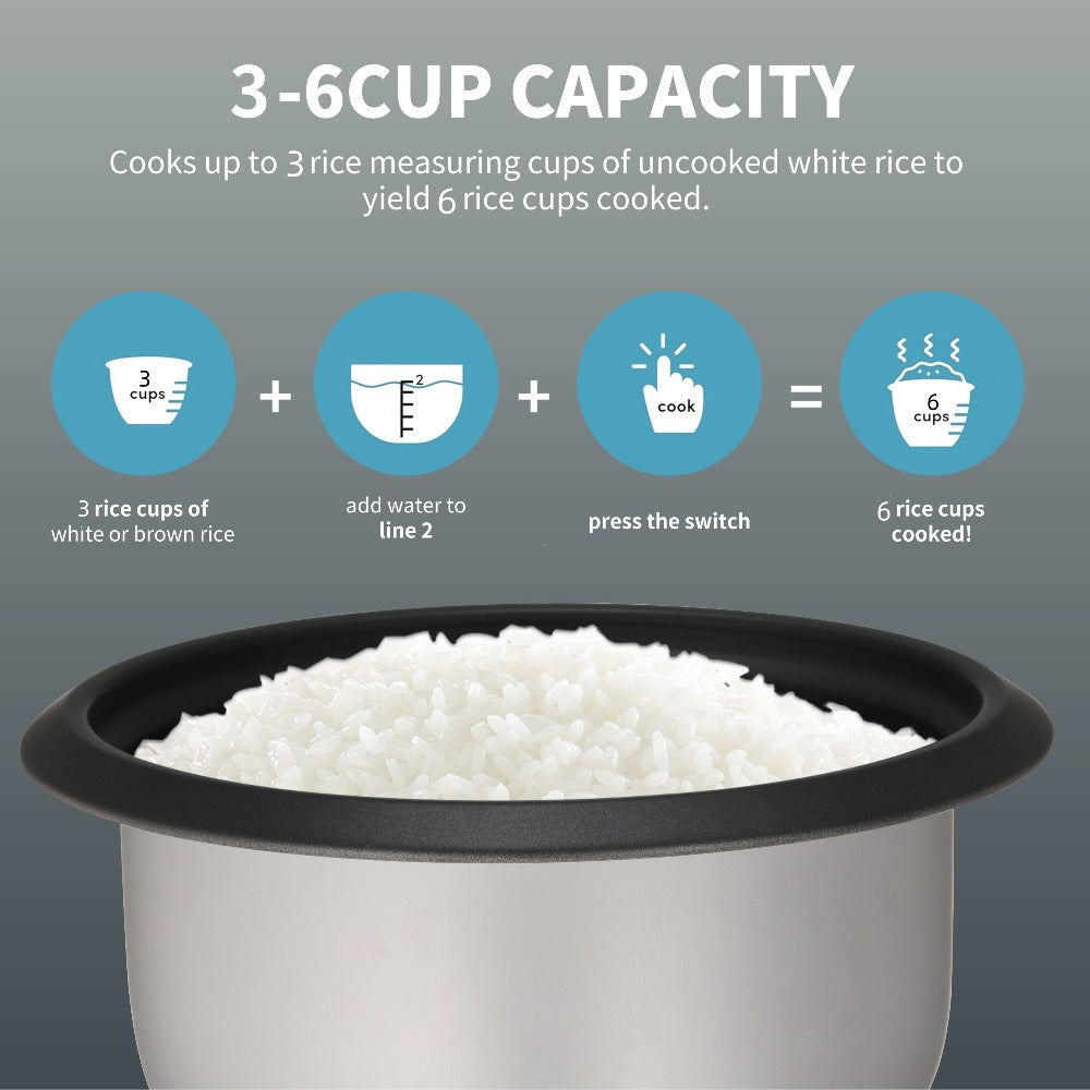 Rice Cooker & Yogurt Maker 3-Cup Nonstick – 1.5Qt Multicooker with Auto Keep Warm, One-Touch Operation, Stainless Steel Inner Liner & Steamer for Grain, Oatmeal & More - product image 5
