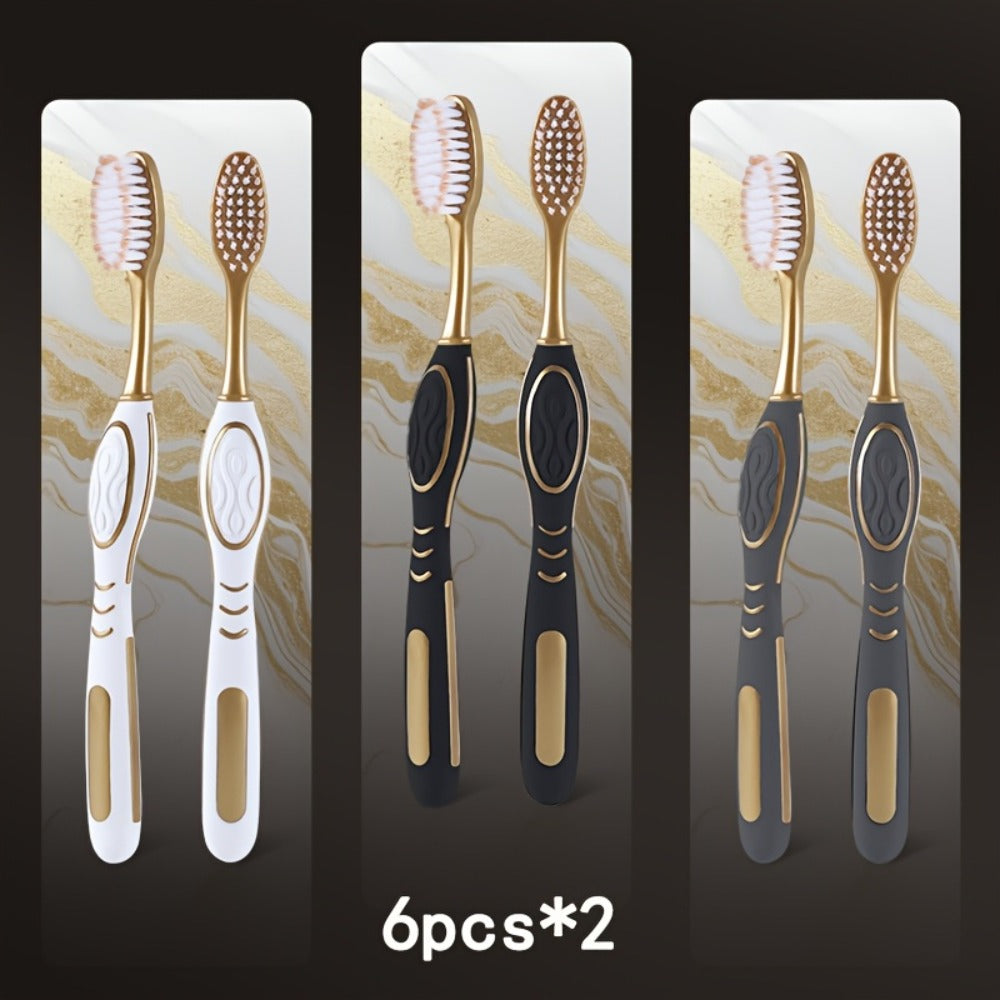 Gloryin Soft Bristle Toothbrush Set Anti-Slip Olive Handle Full Size Head Gentle Gum Care Daily Oral Hygiene for Adults Couples Household Travel 6pcs 12pcs Value Pack - product image 3