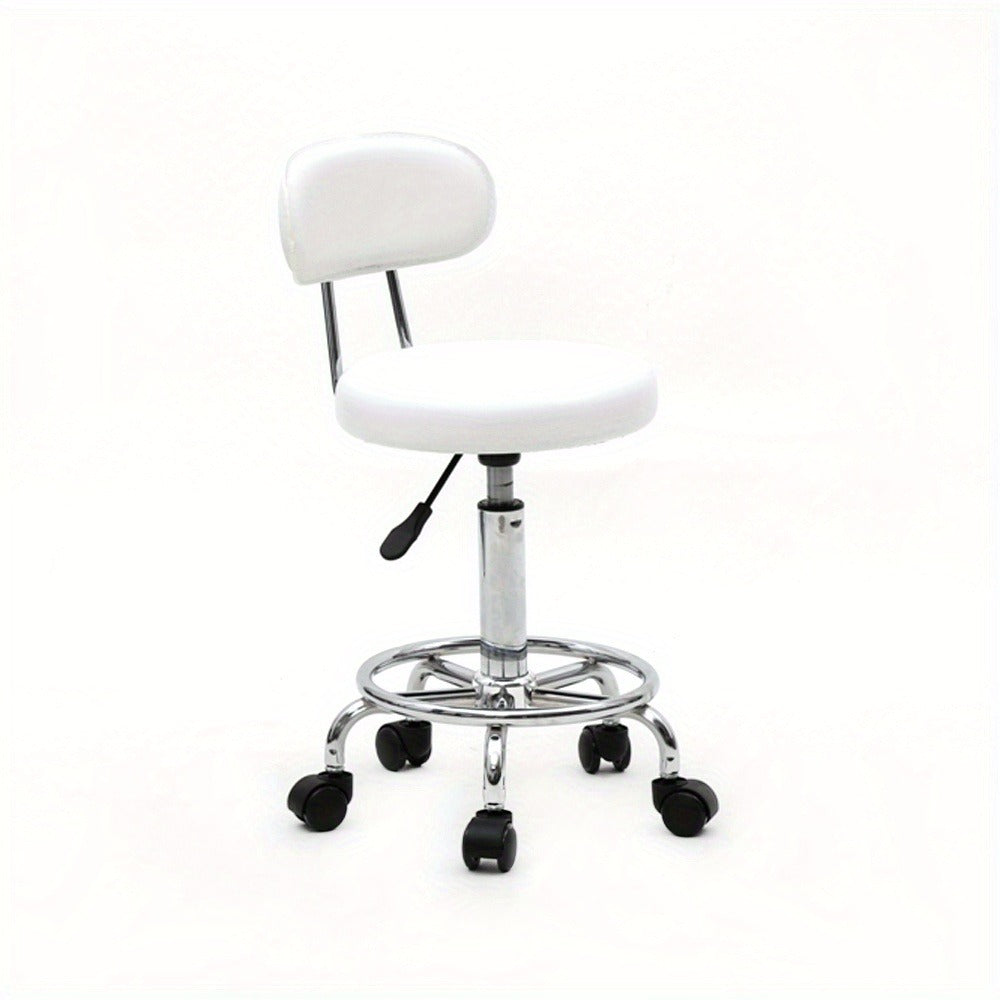 Saddle & Round Salon Stool with Backrest 360-Degree Swivel — Adjustable Height Professional Chair for Salon, Spa, Barber, Kitchen & Bistro, Black & White, 2 Styles - product image 2