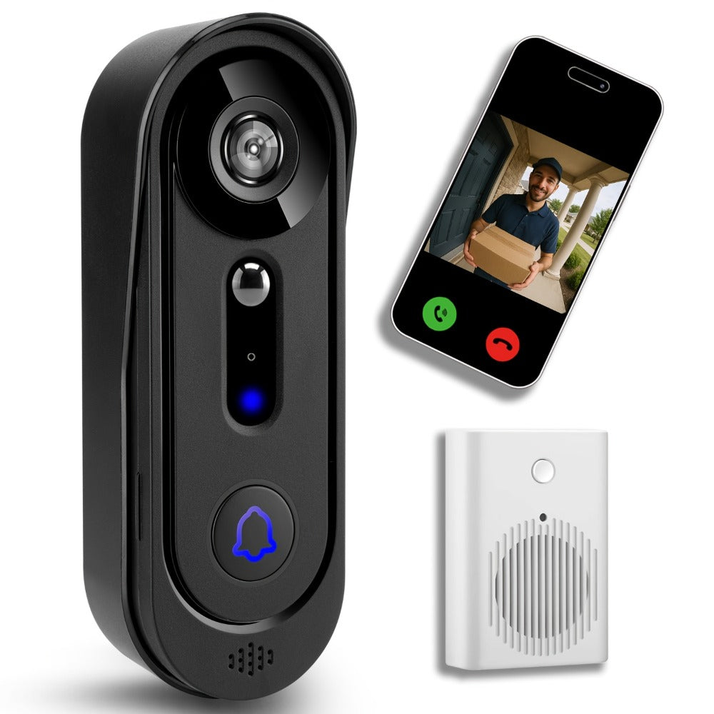 Smart Doorbell Camera 1080P HD Wireless Battery Powered – Night Vision, Motion Detection, Two-Way Audio, Indoor Chime, Cloud Storage & Real-Time Alerts, 2.4GHz WiFi Easy Install No - product image