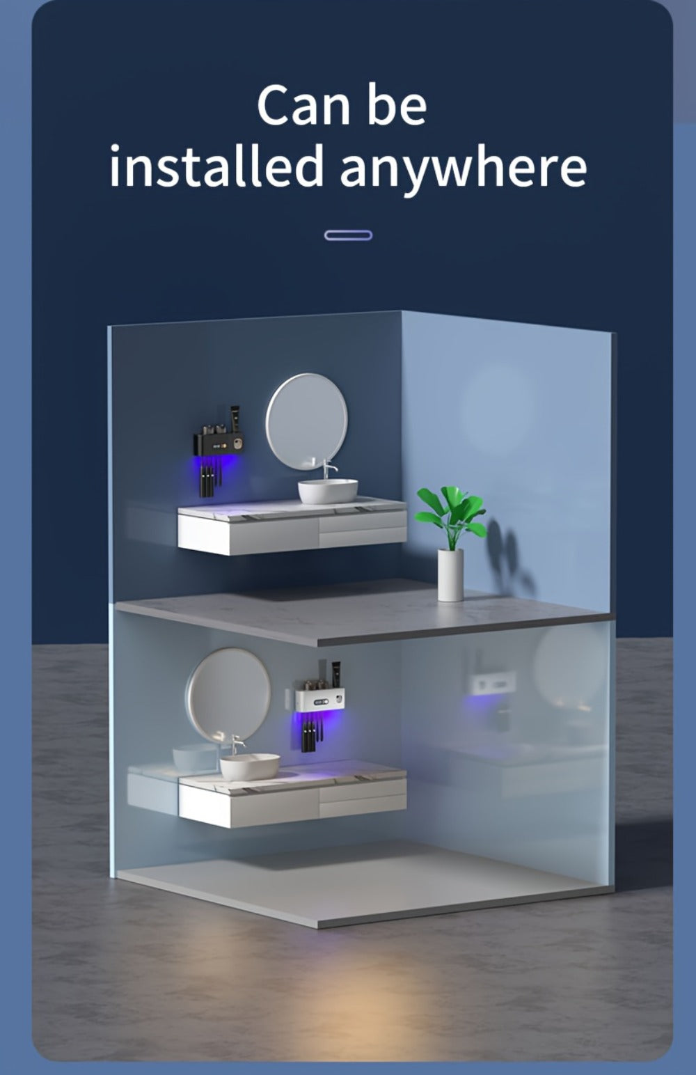 Toothbrush Holder with UV Sterilizer & Automatic Toothpaste Dispenser – 5-Slot Smart Bathroom Organizer with 2 Cups, USB Rechargeable, Clock Display, Durable Plastic Wall Mount for - product image 17